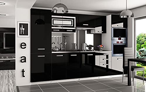 Prisma | Cocina Modular Completa + Lineal L 300cm 8 pzs | Plan de Trabajo Incluido | Conjunto de Muebles de Cocina