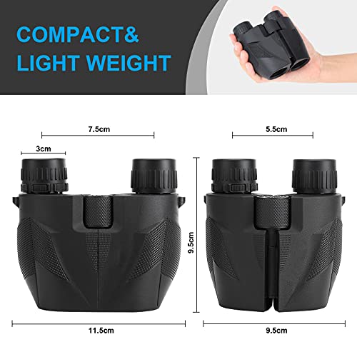 Prismaticos 12×25 Mini Portátil con Prismas BAK4 y FMC,Prismáticos Profesionales HD para Camping,Observación de Aves,Eventos Deportivos,Prismaticos Pequeños y Potentes para Niños y Adultos