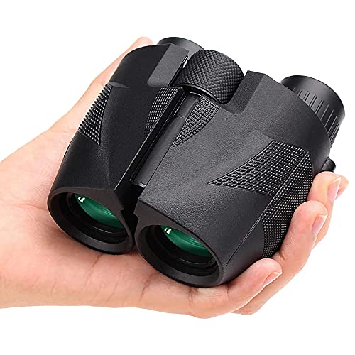 Prismaticos 12×25 Mini Portátil con Prismas BAK4 y FMC,Prismáticos Profesionales HD para Camping,Observación de Aves,Eventos Deportivos,Prismaticos Pequeños y Potentes para Niños y Adultos