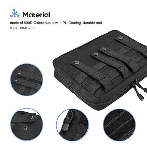 ProCase Bolsa Táctica Multiuso MOLLE, Bolso Compacto EDC para Utensilio Artilugio Equipo Electrónico, Organizador Resistente Estilo Militar para Municiones, Mapas, Herramientas Pequeñas –Negro, Grande