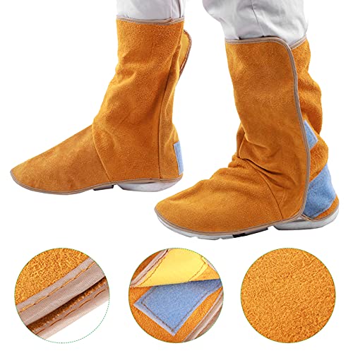 Protector de zapatos de cuero de piel de vacuno de alta resistencia, polainas de soldadura resistentes al calor, cubierta de pies de zapatos de protección de trabajo para soldador, cubiertas de botas