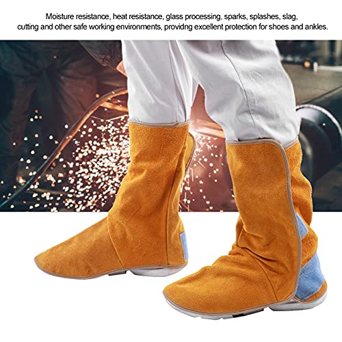 Protector de zapatos de cuero de piel de vacuno de alta resistencia, polainas de soldadura resistentes al calor, cubierta de pies de zapatos de protección de trabajo para soldador, cubiertas de botas