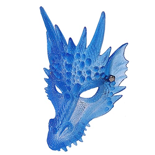 Proumhang Máscara de Dragón,Mardi Gras Halloween Carnaval Fiesta Animal Dragón Cosplay,Gel de sílice Máscara 3D,Accesorios de cosplay Decoración de Fiesta de Disfraces,Azul