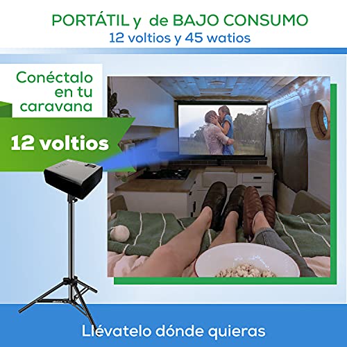 Proyector 1080p Nativo, Silencioso, 6.000 Lúmenes,Contraste 10.000:1,Fullhd Nativo, Cine en Casa 100", USB Multimedia, Portatil 12V valido para Caravana, Preparado para PS5, Xbox Series