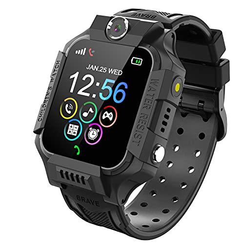 PTHTECHUS Reloj Inteligente Niño de Podómetro, Smartwatch Niños con 14 Juegos SOS Llamada MúSica Linterna Cámara Despertador Regalos para niños de 4 a 12 años (Y19-Black)