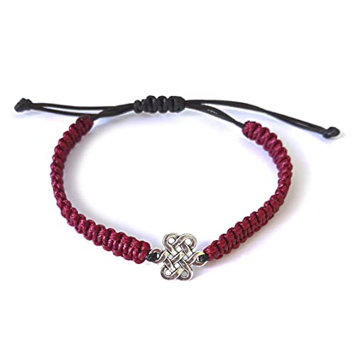 Pulsera de la buena Suerte roja con el símbolo celta del Nudo sin fin, Brazalete de protección, Amuleto, Regalo protección, Regalo brazalete yoga, estilo Boho chic, Celtas, Budistas