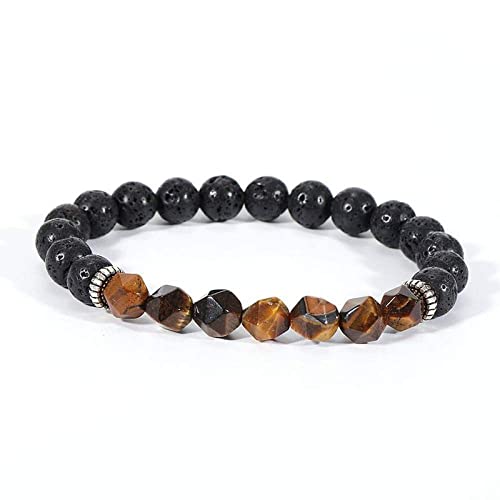 Pulseras de decoración de moda Pulsera de piedra Unisex Piedra de tejido Ajustable Brazalete 7 Chakra Yoga Energía Tiger Tiger Piedra Con Pulseras De Lava Black Fiesta De Cumpleaños Regalo Pulsera de