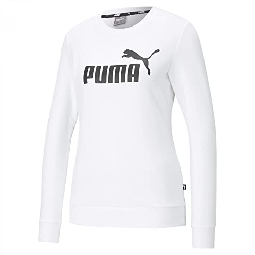 PUMA ESS Logo Crew TR Sudadera, Mujer, White, XL