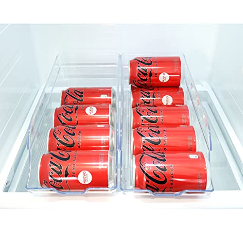 QILZO® Juego de 2 Cajas de almacenaje para Nevera y congelador Organizador de latas para frigorífico 35x14.5x10cm Organizador nevera transparente Envases de plástico para Alimentos Fabricado en España