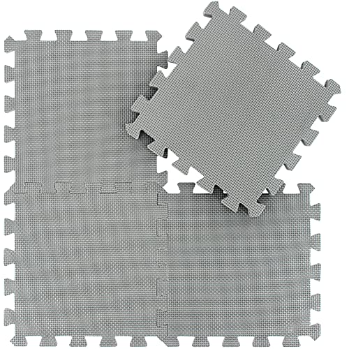 qqpp Alfombra Puzzle para Niños Bebe Infantil - Suelo de Goma EVA Suave. 18 Piezas (30 * 30 * 1cm), Gris. QQC-Lb18N