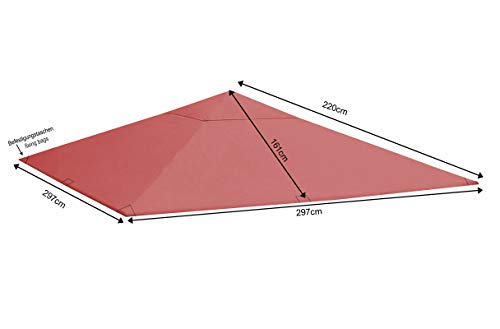 QUICK STAR Techo de repuesto para Gazebo de jardín 3x3m Naranja-rojo