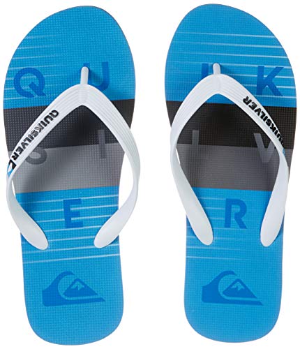 Quiksilver Molokai Word Block-Flip-Flops for Men, Chanclas Hombre, Blanco Gris Y Azul, 46 EU