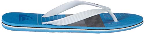 Quiksilver Molokai Word Block-Flip-Flops for Men, Chanclas Hombre, Blanco Gris Y Azul, 46 EU