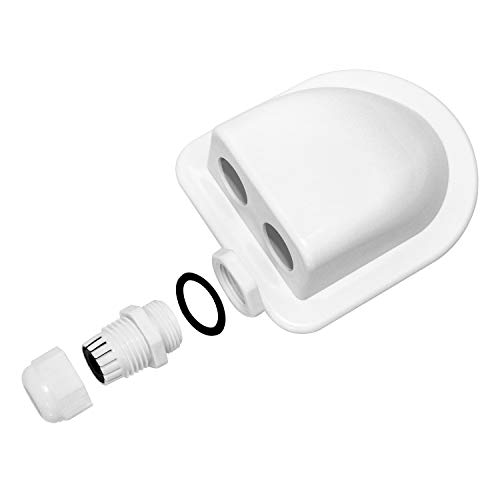 QWORK Pssacavo per tetto, IP68 impermeabile Doppio cavo di ingresso Resistente agli agenti atmosferici, per Camper Caravan Barca solare, passacavo ABS, 2 pezzi