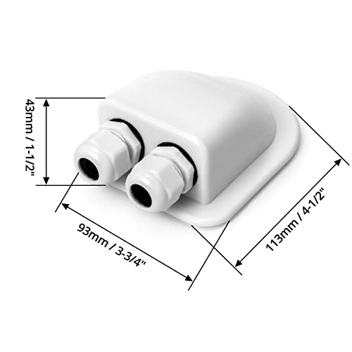 QWORK Pssacavo per tetto, IP68 impermeabile Doppio cavo di ingresso Resistente agli agenti atmosferici, per Camper Caravan Barca solare, passacavo ABS, 2 pezzi