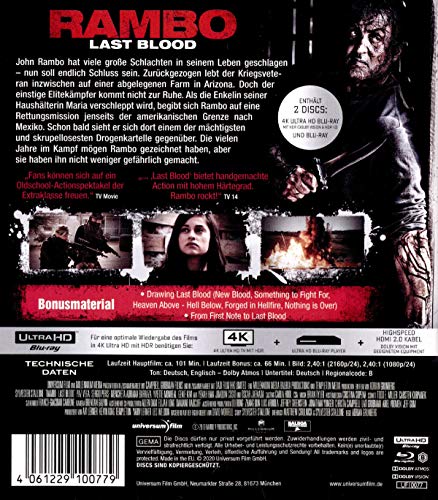 Rambo - Last Blood (4K Ultra HD) (+ Blu-ray 2D) [Alemania] [Blu-ray]