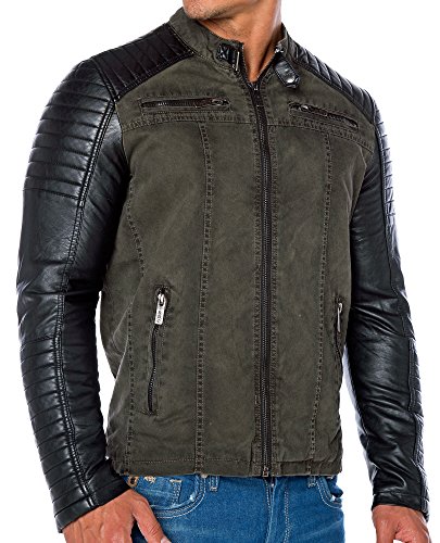 Red Bridge Hombres Chaqueta Cuero Sintético Transición Acanalada Moda Casuales Algodón Jacket