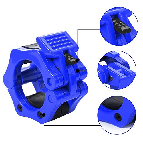 REEHUT Bloqueadores para Barras de Pesas Levantamiento de Pesa Barbell Barra de liberación rápida Barra olímpica Peso Cuello - para Crossfit, con Bloqueo, de liberación rápida (Azul, 1 par) 50mm