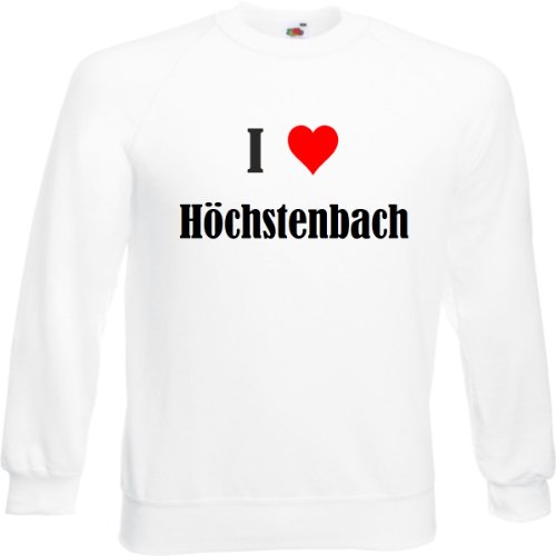 Reifen-Markt Sudadera con texto "I Love Höchstenbach para mujer, hombre y niños en los colores negro, blanco y azul con estampado Blanco XXL