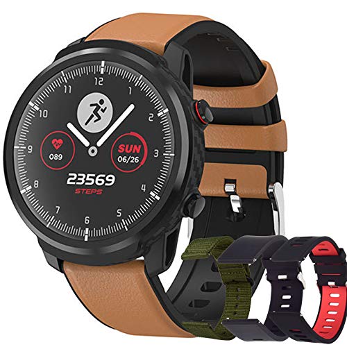 Reloj Inteligente Hombre, Smartwatch de Pantalla Táctil Ccompleta Impermeable IP68, Pulsera de Actividad Inteligente con 9 Deportes, Pulsómetro,Sueño,GPS,Caloría,4 Correas, iOS y Android