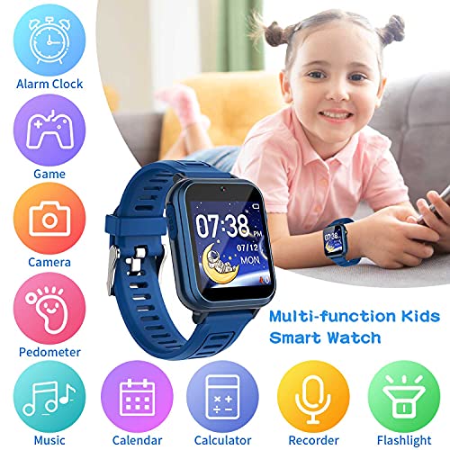 Reloj Inteligente Para Niños, Smartwatch 1.54 Pulgadas Video 16 Juegos con Aluminio Pantalla Táctil, Reloj Inteligente Para Niñas Podómetro Calorías Linterna Música 3-12 Años Cumpleaño Navidad Regalo