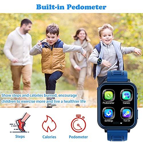 Reloj Inteligente Para Niños, Smartwatch 1.54 Pulgadas Video 16 Juegos con Aluminio Pantalla Táctil, Reloj Inteligente Para Niñas Podómetro Calorías Linterna Música 3-12 Años Cumpleaño Navidad Regalo