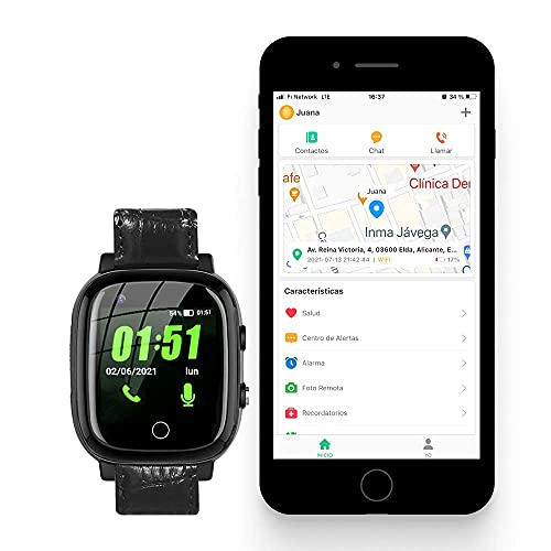 Reloj Localizador GPS Personas Mayores, Niños, Alzheimer, Botón SOS, Detector Caída, Teléfono, App Español, Reloj Abu Family Care, Manual Español