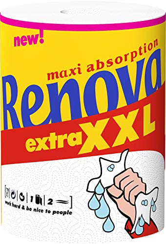 Renova - Maxiabsorption, Rollos de cocina XXL, Triple, Blanco - 1 Rollo