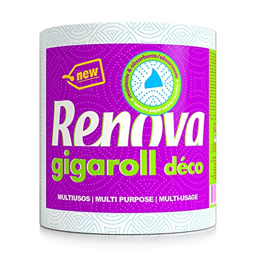 Renova Rollos de Cocina Gigarrollo Déco | 6 Gigarrollos de Cocina | Papel Blanco Decorado