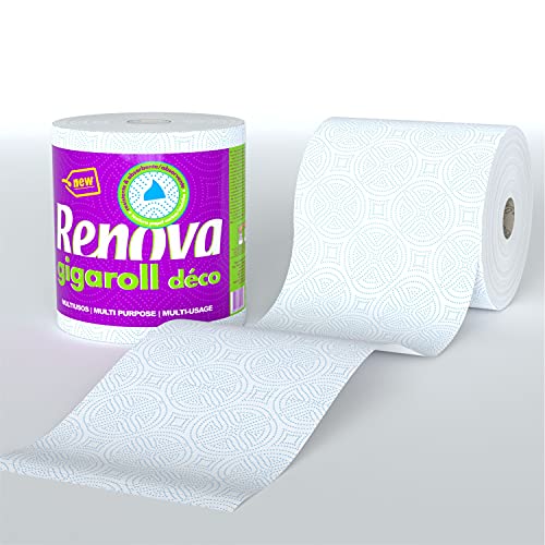 Renova Rollos de Cocina Gigarrollo Déco | 6 Gigarrollos de Cocina | Papel Blanco Decorado