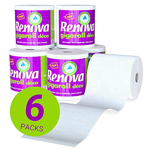 Renova Rollos de Cocina Gigarrollo Déco | 6 Gigarrollos de Cocina | Papel Blanco Decorado