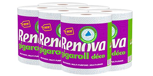 Renova Rollos de Cocina Gigarrollo Déco | 6 Gigarrollos de Cocina | Papel Blanco Decorado