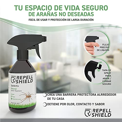 RepellShield Spray Repelente Anti Arañas - Repelente Arañas para Eliminar Arañas de Manera Efectiva - Repelente de Arañas Natural con Aceite de Menta - Alternativa Ideal al Mata Arañas Común, 250 ml