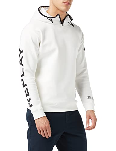 REPLAY M6050 .000.23183 Sudadera con Capucha, 801 Off White, L para Hombre