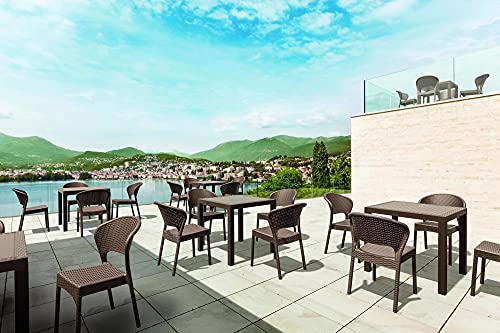 RESOL Indian Mesa de Comedor de Jardín 80x80 Cuadrada | 2 ó 4 Personas | Elegante y Robusta | Protección UV para Uso Exterior en Patio, Terraza o Porche - Color Chocolate