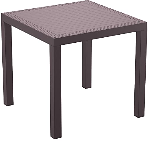 RESOL Indian Mesa de Comedor de Jardín 80x80 Cuadrada | 2 ó 4 Personas | Elegante y Robusta | Protección UV para Uso Exterior en Patio, Terraza o Porche - Color Chocolate