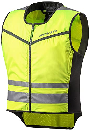 REV IT Athos 2 Hi-Vis Chaleco para motocicleta, Motorcycle Rev'It! Athos 2 Safety Vest EN471, amarillo fluorescente, mediano