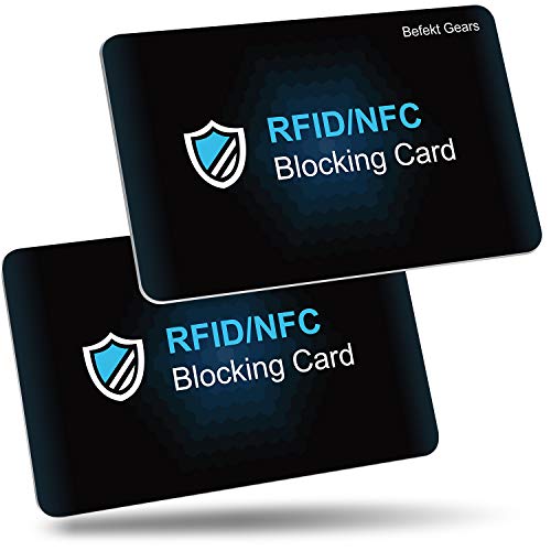 RFID de Blocker Bloqueo [2 Piezas],Befekt Gears RFID Tarjeta de Protección, Protectores de Tarjetas de Crédito - Ofrezca Protección Completa para Tarjetas de Crédito, Billetera, Débito, Pasaporte etc.