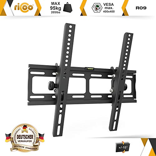 RICOO R09 Soporte TV Pared 32-65" Pulgadas (81-165cm) Colgador inclinable Fijo Enganche televisión Plano Universal VESA 200x200-400x400 Negro