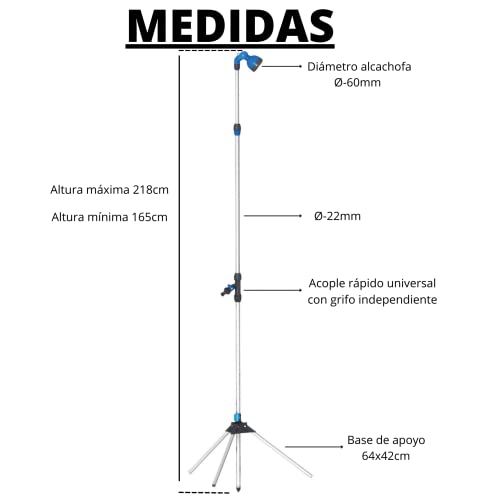 Riegolux 973809 Ducha con Trípode 3 Secciones, 225 cm