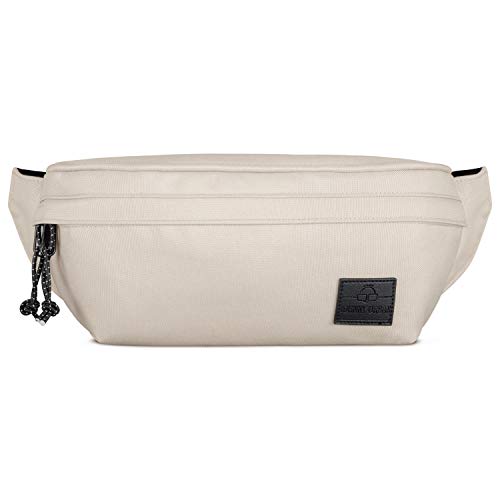 Riñonera Mujer y Hombre Beige - JOHNNY URBAN Tom Riñoneras Hip Bag Hecha de Botellas Pet Recicladas para Festivales y Deportes - Bolsa de Cintura Hipster Fanny Pack Bolso de Viaje Repelente al Agua