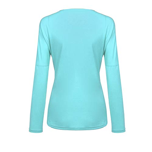 riou Camiseta Mujer Manga Larga Camisa Otoño Primavera Casual Color Bloque Blusa Cuello Redondo Sudadera Casual Tops Suave y Confortable Jersey