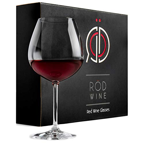 ROD Wine Juego de Copas de Vino Tinto - Vasos de Cristal en Titanio sin Plomo, con una Taza Grande 650 ml, Copas de Vino Tinto con un Tallo Largo para una degustación Ideal