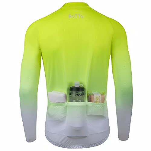 ROTTO Maillot Ciclismo Hombre Camiseta Bicicleta Manga Larga con Bolsillo Serie de degradados