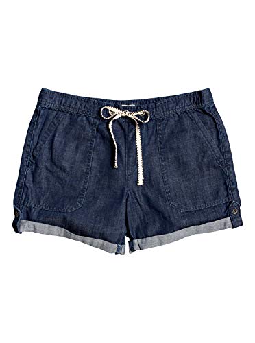 Roxy Milady Beach - Short Vaquero Elástico para Mujer Short Vaquero Elástico, Mujer, Dark Indigo, XS