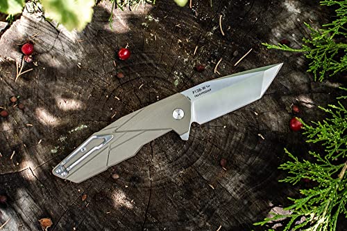 RUIKE P138-W Desert Sand Linerlock - Navaja de bolsillo con cierre de seguridad (acero inoxidable)