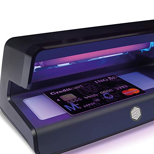 Safescan 70 Negro - Detector UV con luz LED para verificar la marca al agua y la microimpresión en billetes, tarjetas de crédito y documentos de identidad