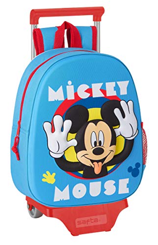 Safta Mochila con Diseño 3D y Carro 705 de Mickey Mouse Clubhouse, 270x100x320mm, Azul Claro, M (M020H)