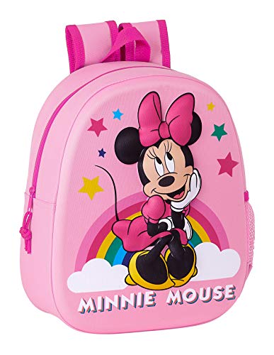 Safta Mochila Diseño 3D Adaptable a Carro de Minnie Mouse, 270x100x320mm, Rosa Claro