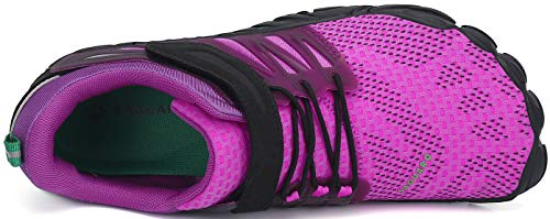 SAGUARO Transpirables Cinco Dedos Zapatillas de Deportes Masculina Femenino Bucle de Gancho Zapato Descalzos Ventilado Minimalista Zapatos de Baño Anfibio Cycling 2020, Trail Morado 39